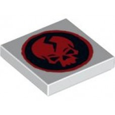 Part 3068bpb0379 White Tile 2 x 2 with Ninjago Cracked Red Skull on Black Circle Pattern 